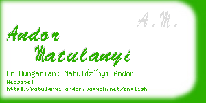 andor matulanyi business card